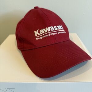 Vintage Kawasaki Baseball Cap Hat Red Adjustable 100% Cotton EUC Read Desc